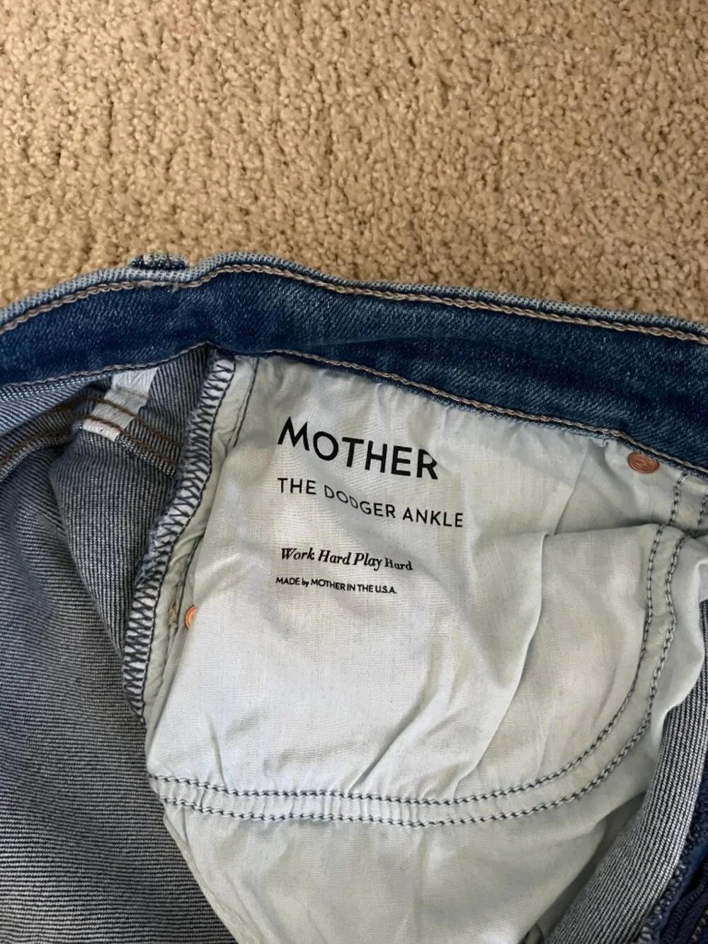 MOTHER The Dodger High Rise Ankle Wide Leg Jeans in Work Hard Play Hard Wash